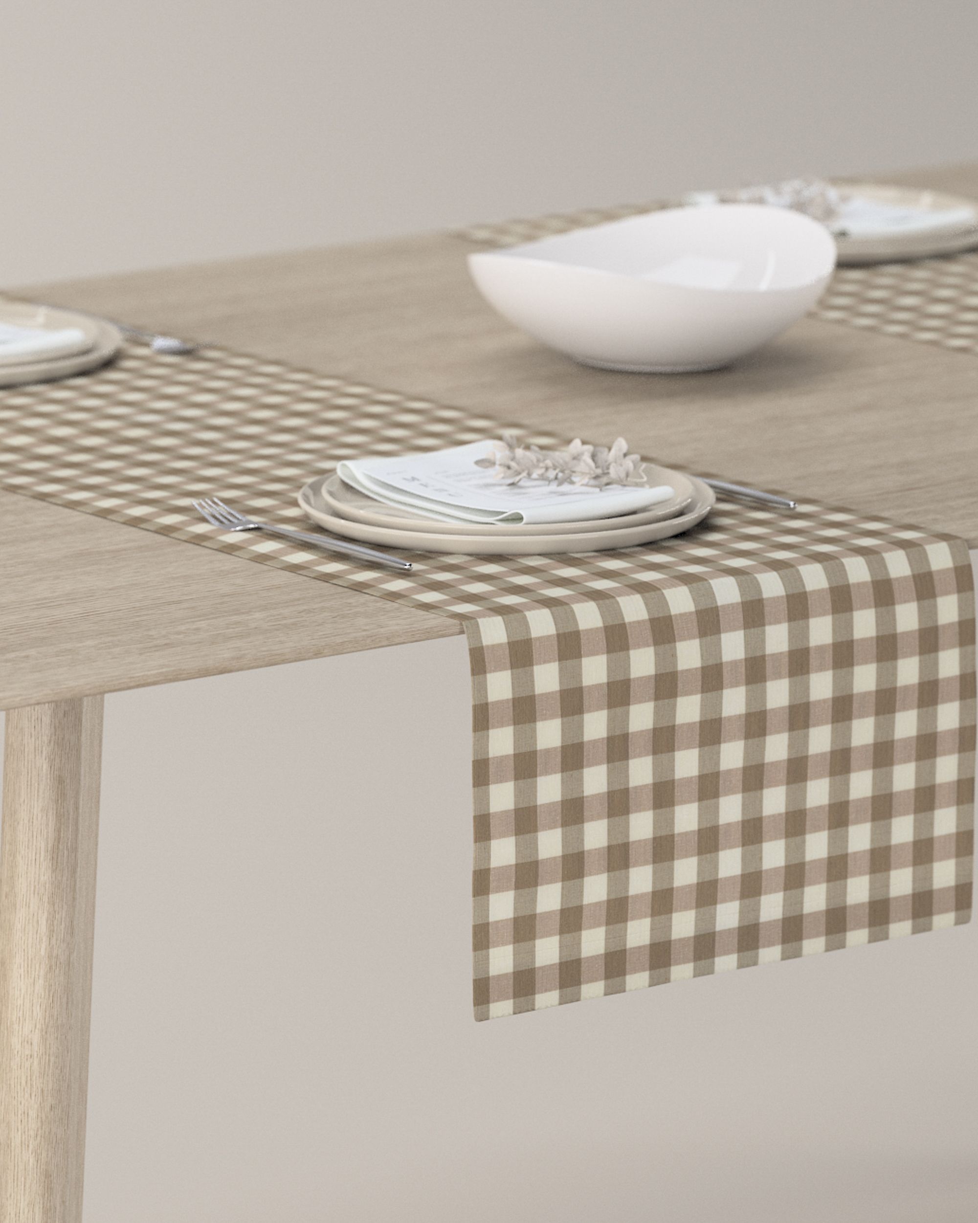 Bordslöpare - Dinner for 2 färg beige tyg mönstrad