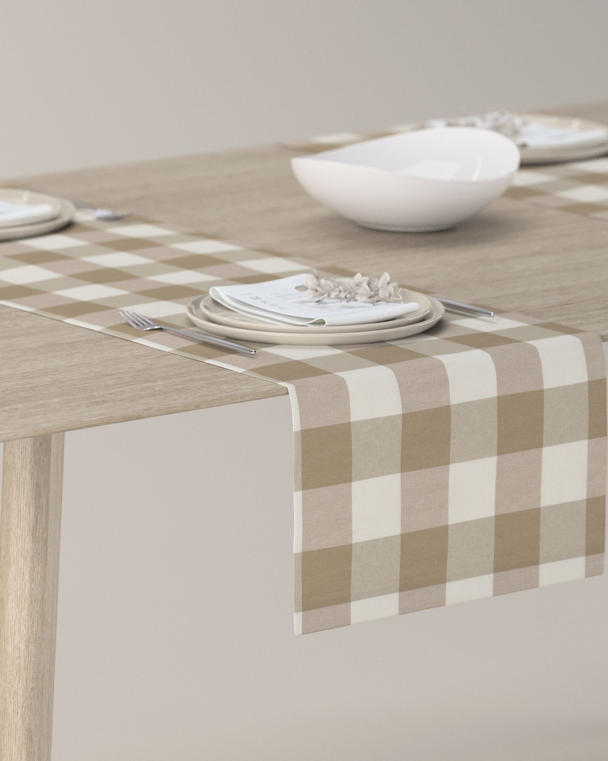 Bordslöpare - Dinner for 2 färg beige tyg mönstrad