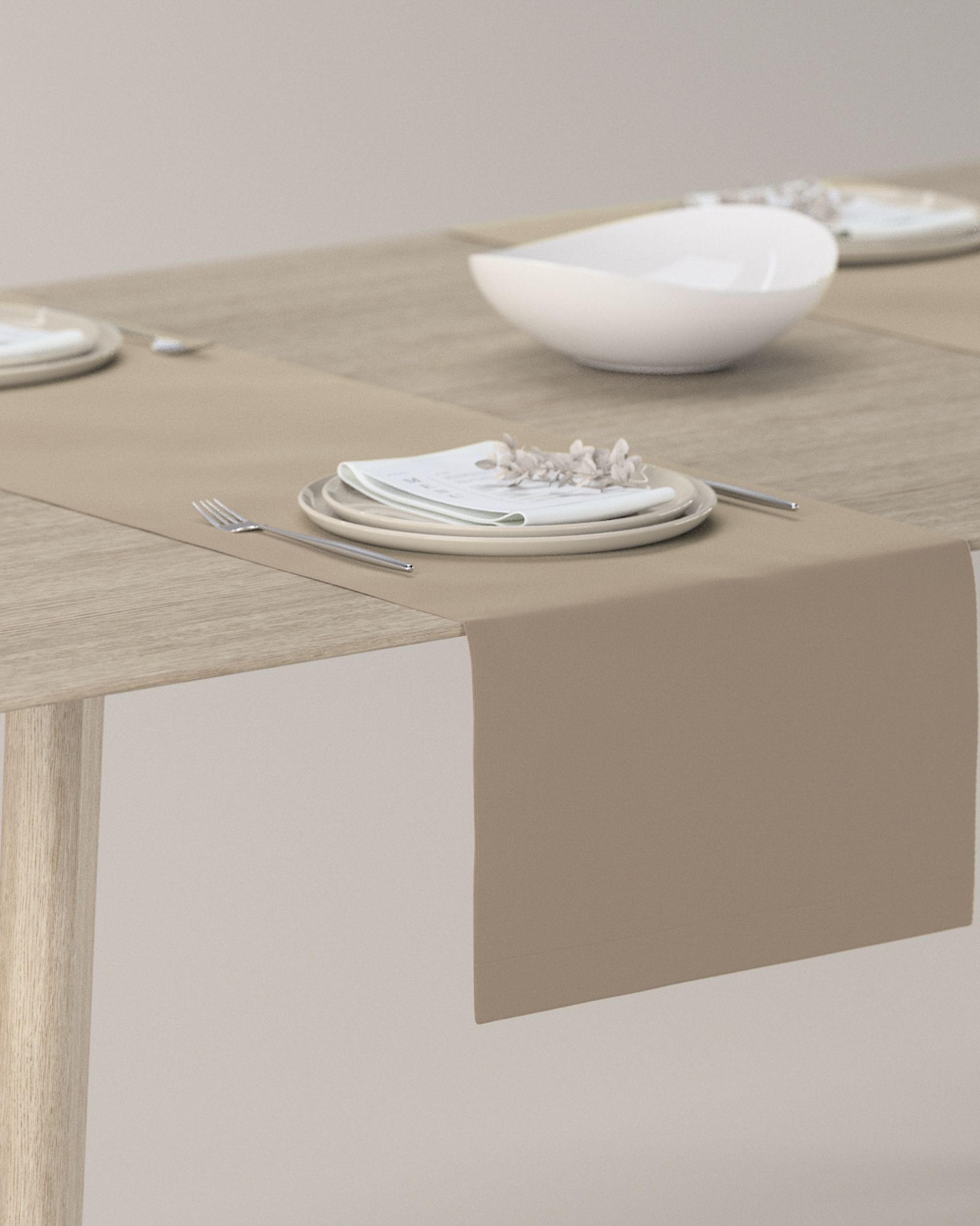 Bordslöpare - Dinner for 2 färg beige tyg glansig, sammet