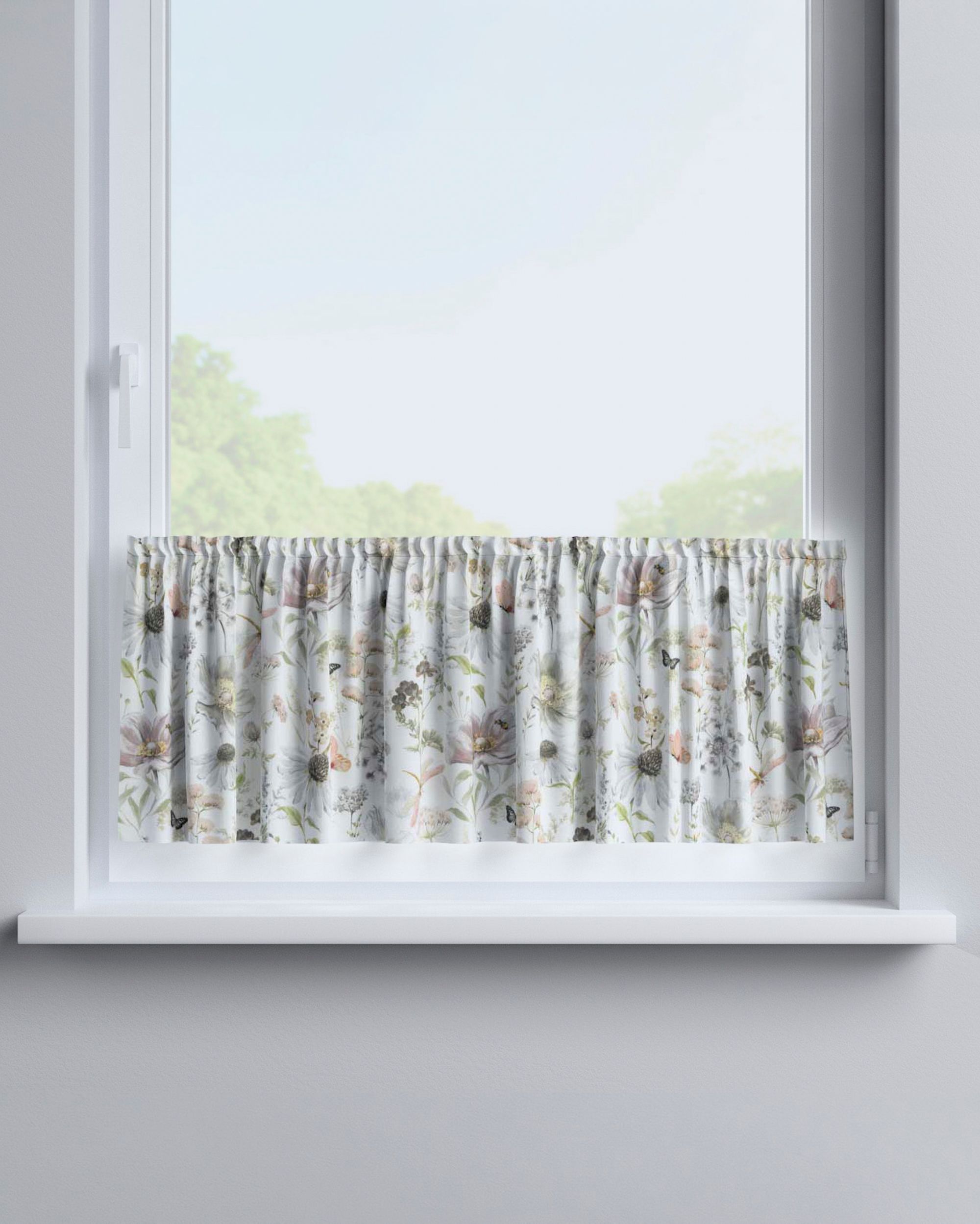 Gardinkappa med kanal H40cm färg vit tyg mönstrad (hover)