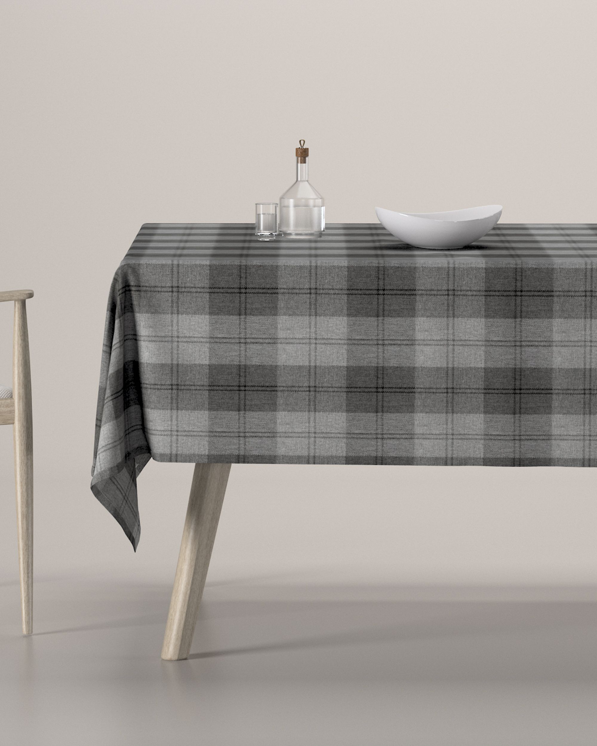 Rektangulär bordsduk färg grå tyg grov, mönstrad
