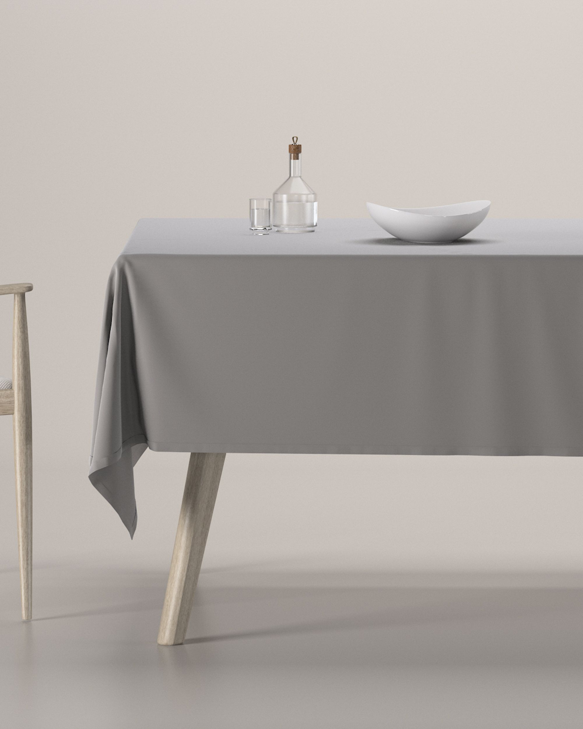 Rektangulär bordsduk färg grå tyg glansig, sammet
