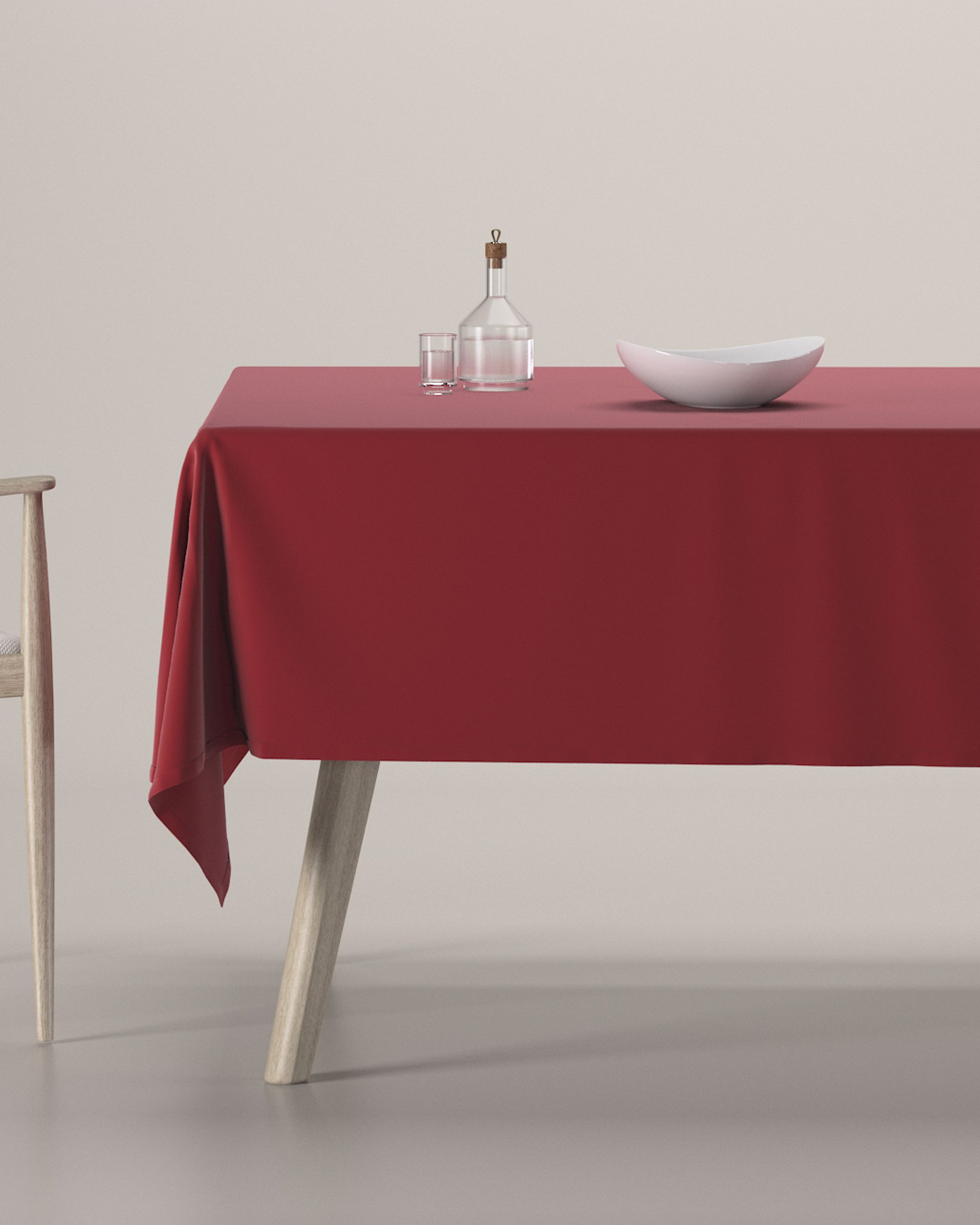 Rektangulär bordsduk färg röd tyg glansig, sammet