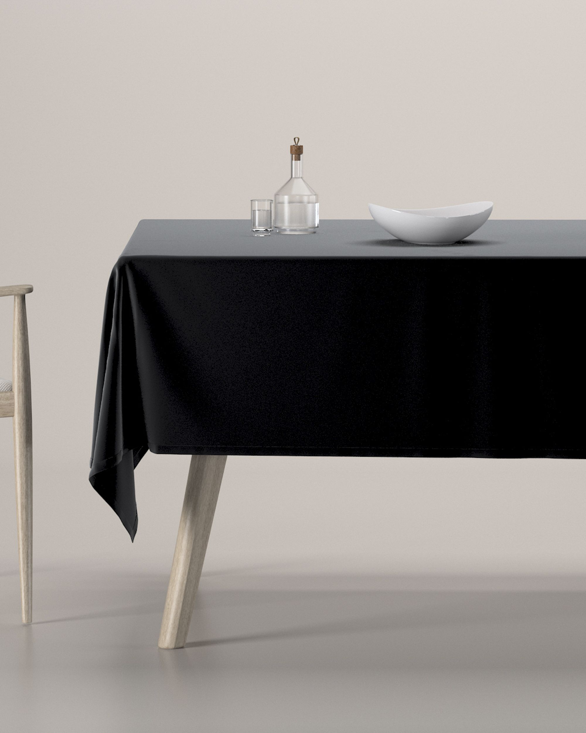 Rektangulär bordsduk färg svart tyg glansig, sammet