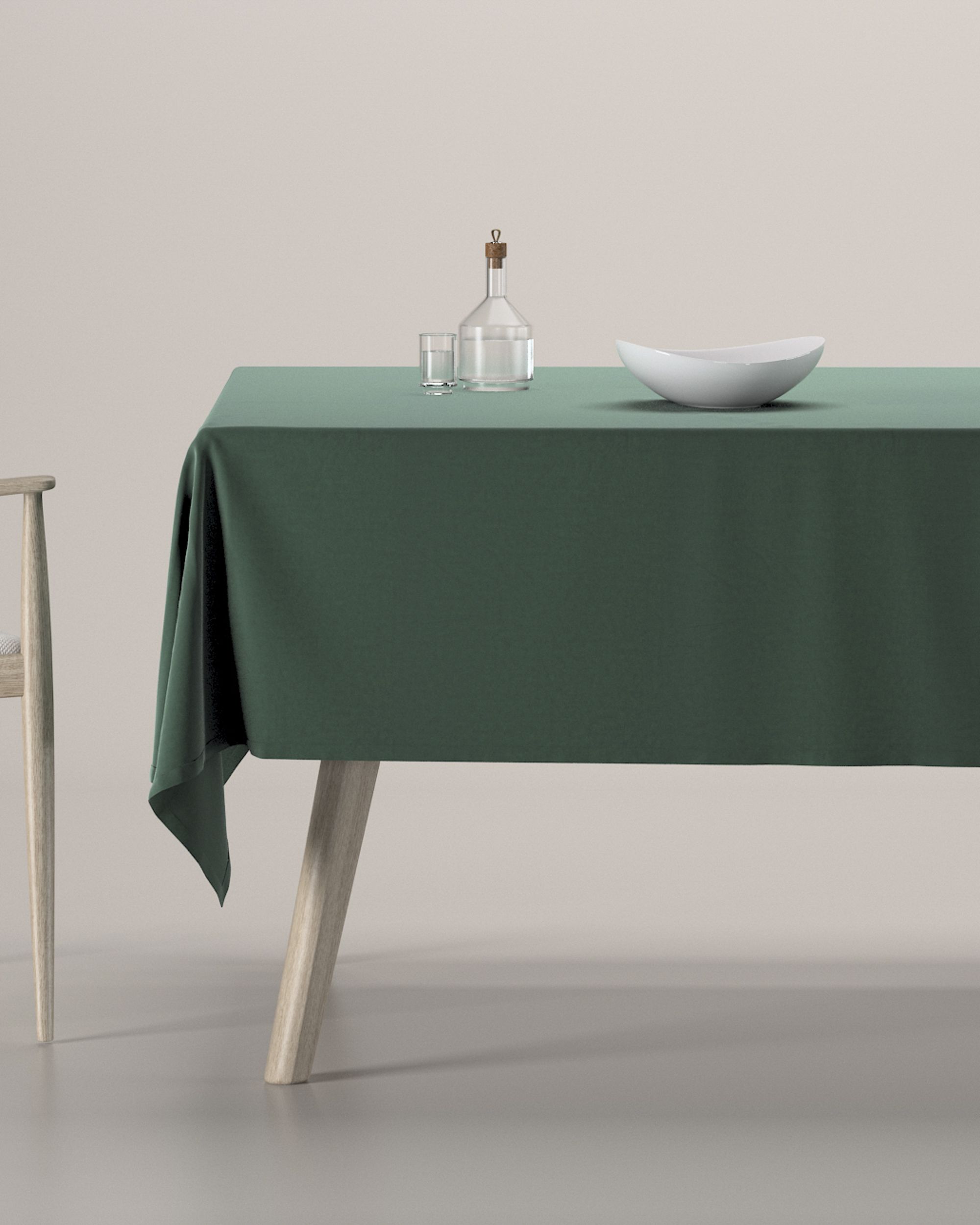 Rektangulär bordsduk färg grön tyg glansig, sammet