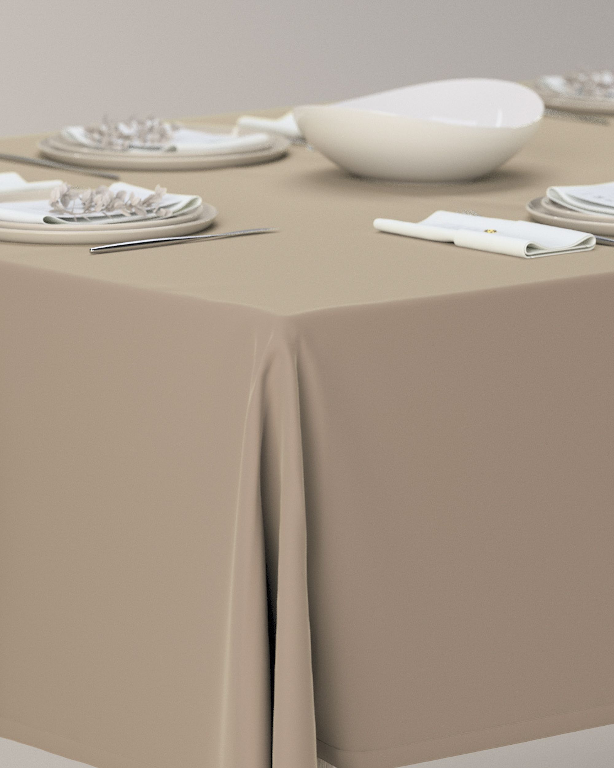 Rektangulär bordsduk färg beige tyg glansig, sammet (hover)