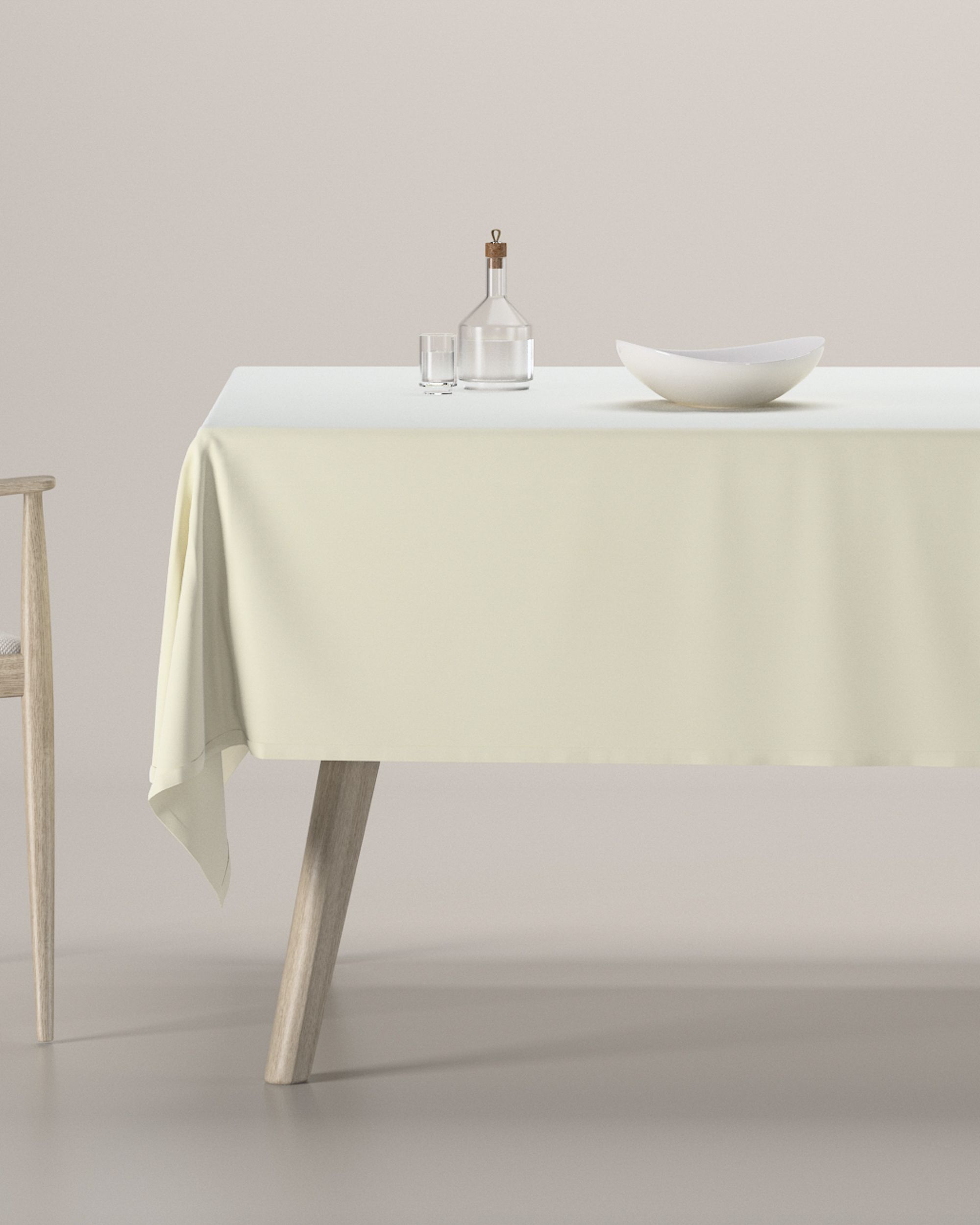 Rektangulär bordsduk färg kräm tyg glansig, sammet