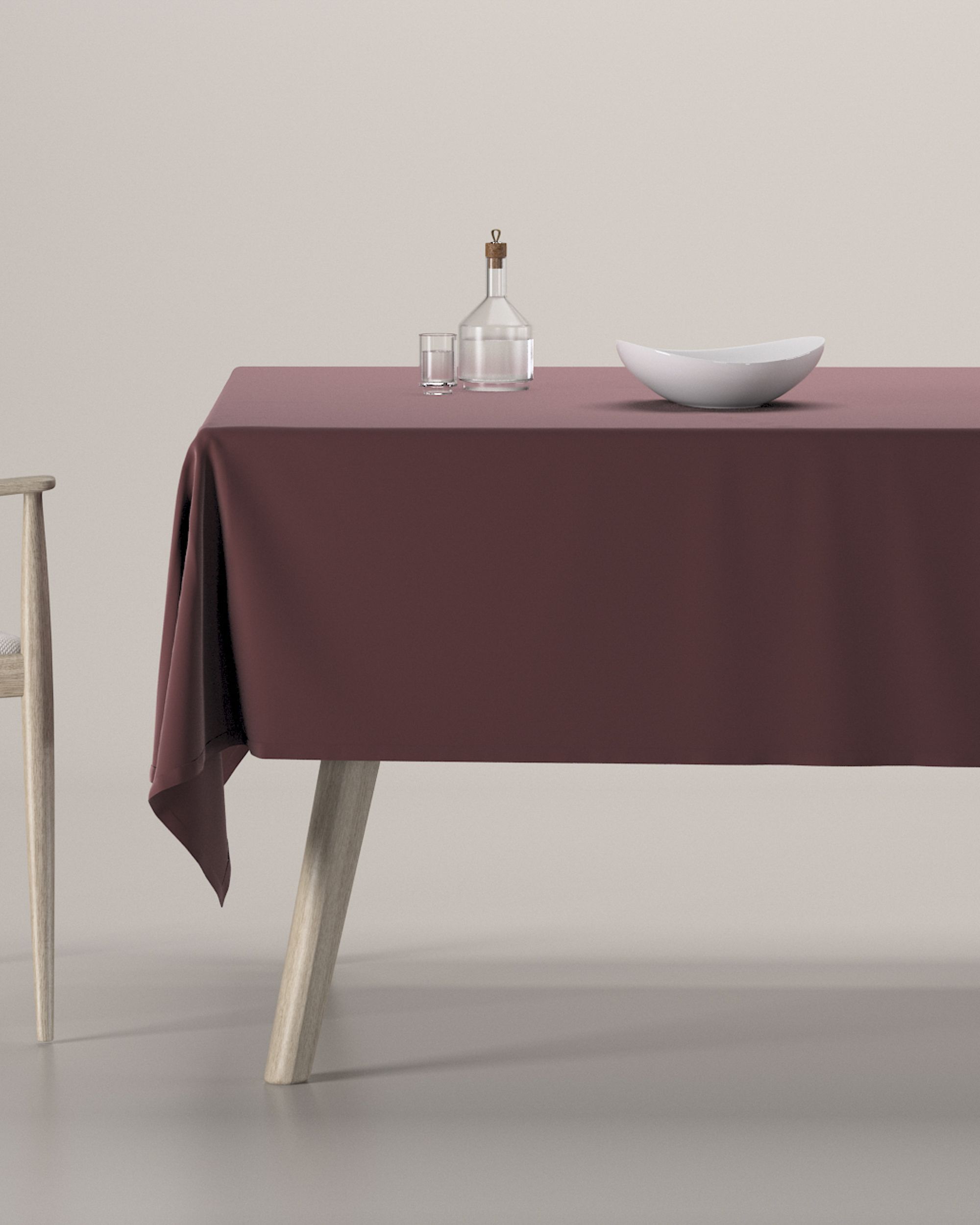 Rektangulär bordsduk färg röd tyg glansig, sammet