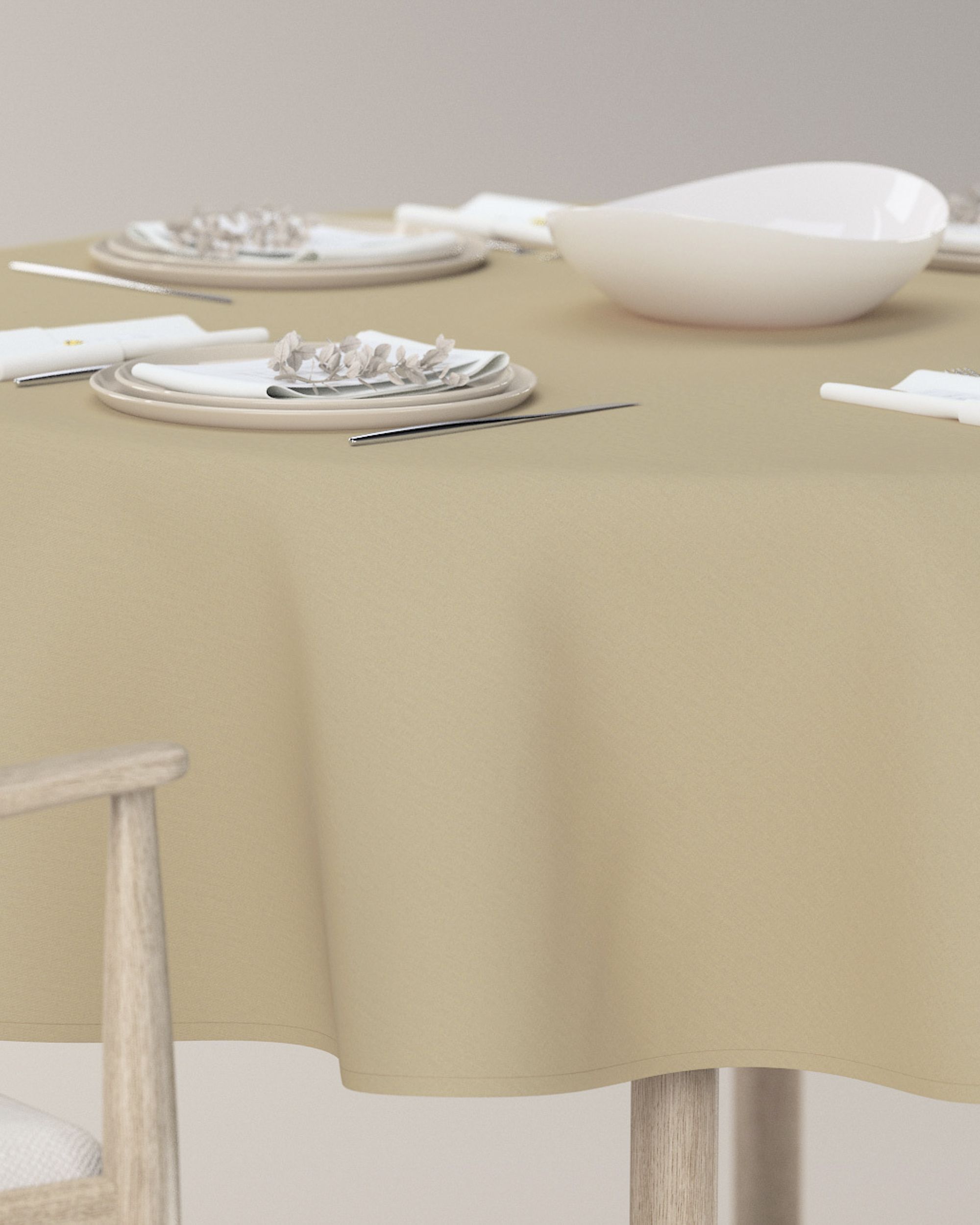 Rund bordsduk färg beige (hover)