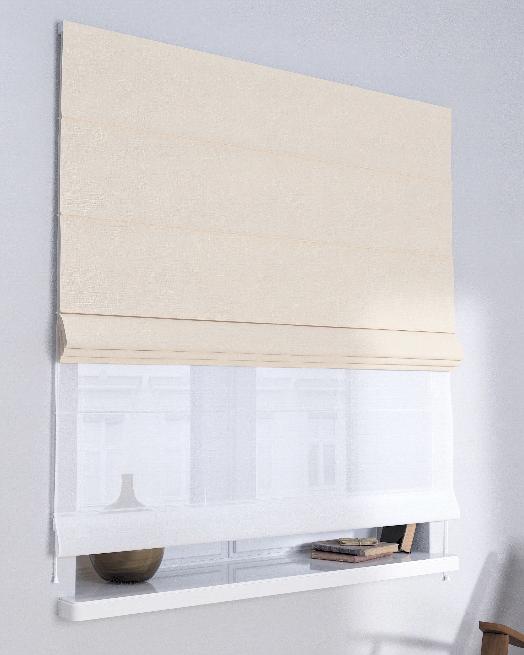 Hissgardin Duo II färg beige tyg grov