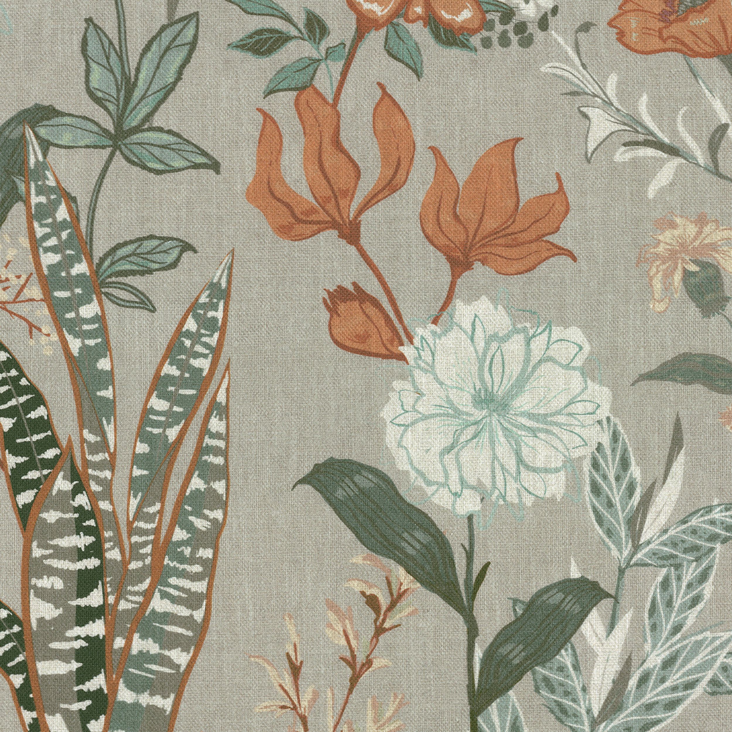 Flowers 143-70 naturvit med tryck