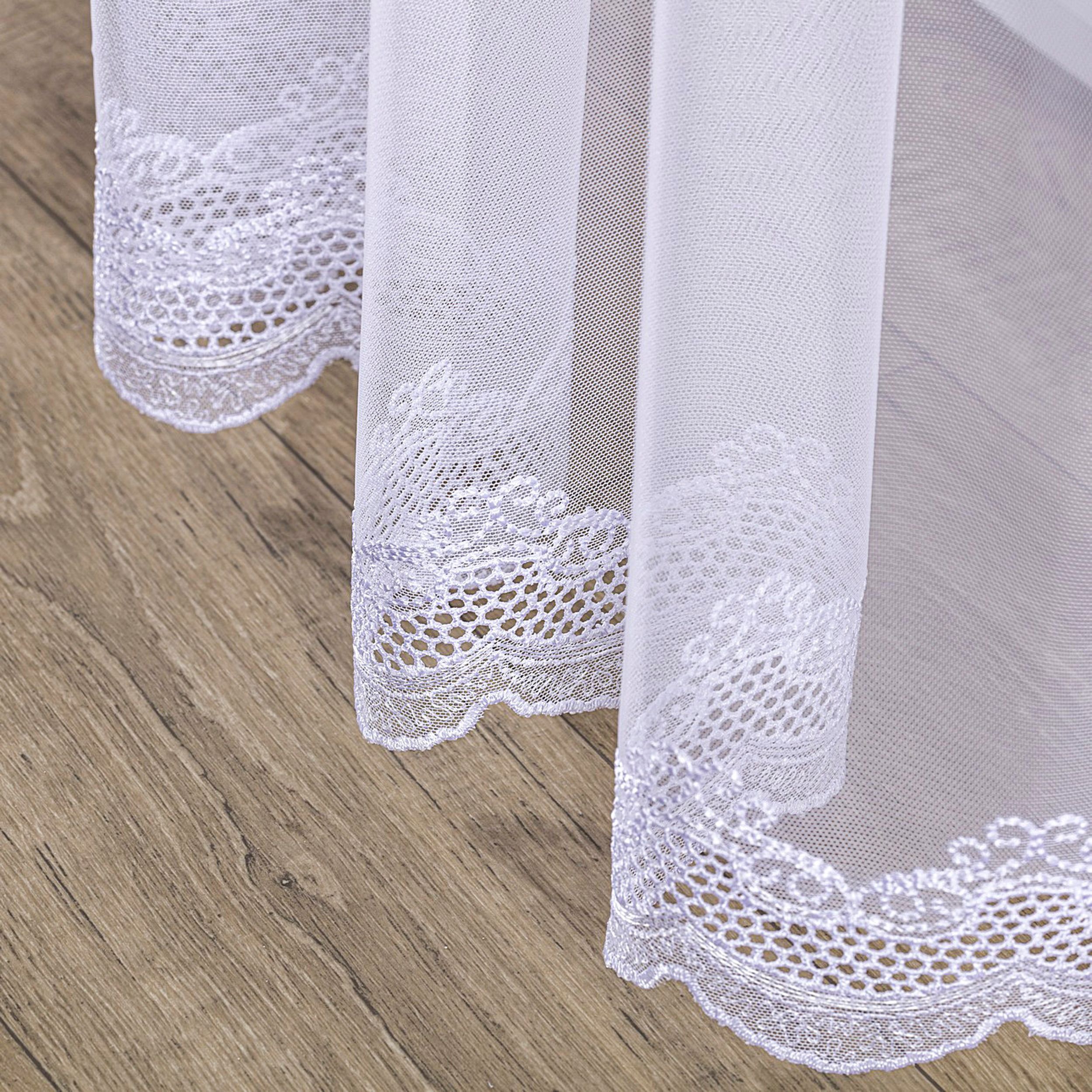 Voile 184-07 vit med mönsterkant