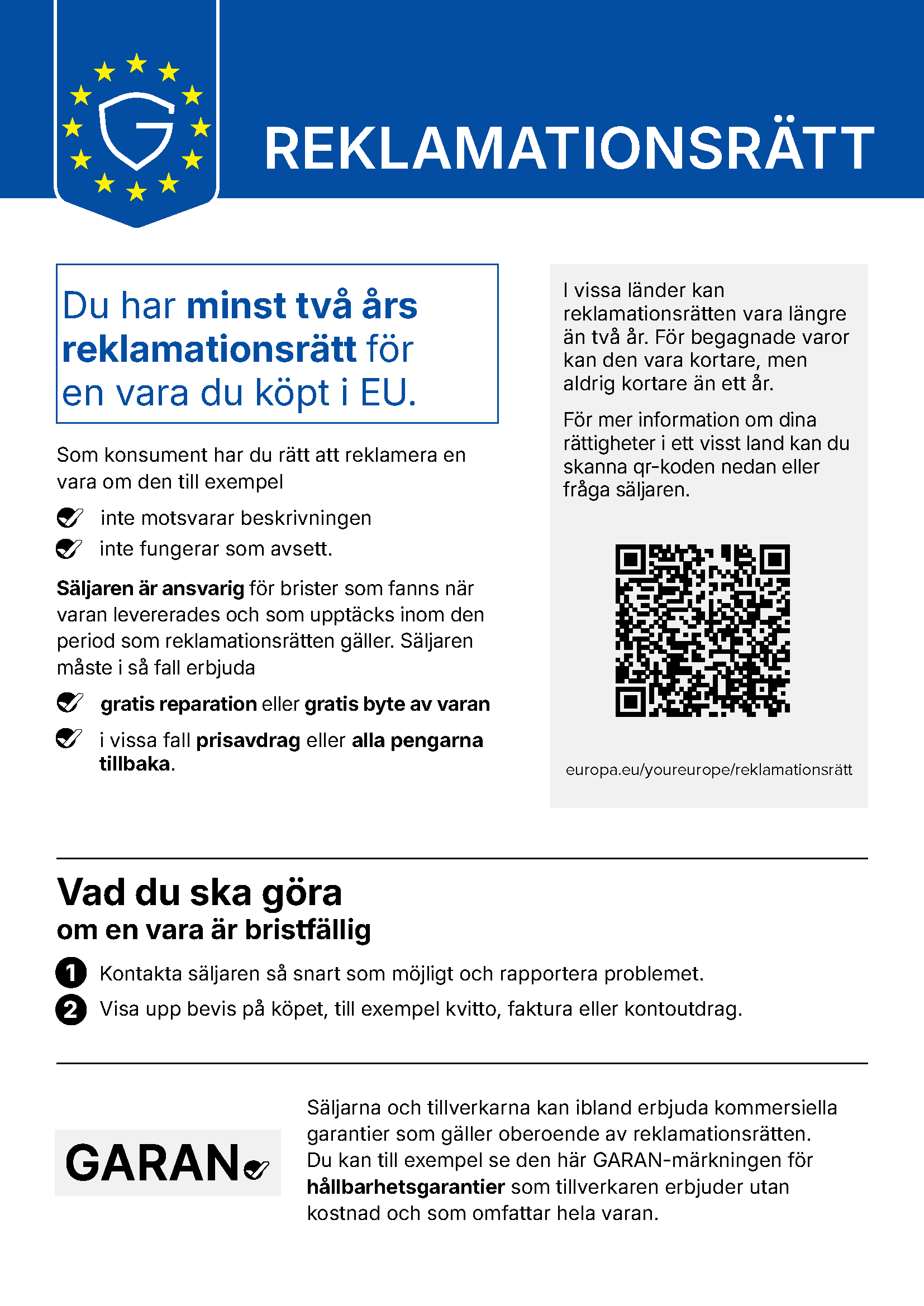 Dina rättigheter enligt den lagstadgade reklamationsrätten